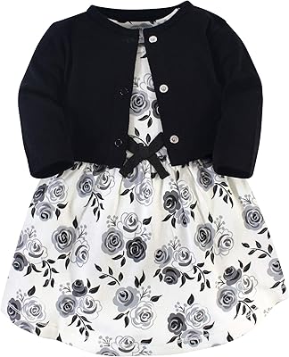 Cardigan and relaxed biological cotton dress for baby girl.. DIAYTAR NIGERIA connects your desires with reality through our affordable e-commerce platform and quick delivery.