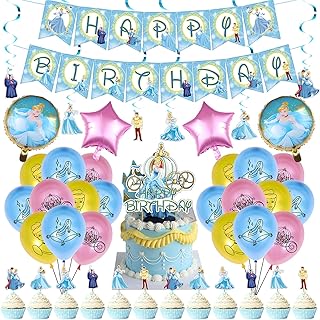 Cinderella birthday birthday party supplies including balloons a banner decoration cake and swirls.. Skip the traffic, shop online — DIAYTAR Nigeria brings it to you.