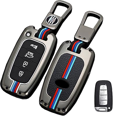 Key cover with keychain for Hyundai Sonata Elantra Equus GT/KIA BORREGO FORTO OPTIMA SORTO SOUL Sportage Rio (Gunmetal) by Kexopia.. With DIAYTAR Nigeria, shopping online is easy, affordable, and fast.