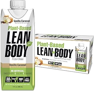 Lean body ready to drink, vegan protein shake with vanilla and caramel based on plants, 30 g of protein, without artificial aromas, sweeteners or coloring, GMO -free, gluten sans, mixture of pea and superior rice (package of 12).. Fast delivery, fair prices, and full variety — only on DIAYTAR Nigeria.