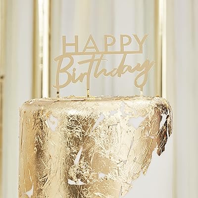 Ginger Ray Gold Acrylic "Happy Birthday" Fête Cake Decoration.. Discover endless possibilities with DIAYTAR NIGERIA's vast e-commerce selection and budget-friendly delivery.