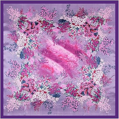 A large square for women from the accessories brand, a silk satin scarf with an elegant print (color: purple, size: 90 x 90 cm).. Shop the smart way with DIAYTAR NIGERIA's extensive selection and budget-friendly nationwide delivery.