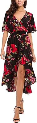 Long -wide dress with short sleeves and V -neck for women for the party.. DIAYTAR NIGERIA: Where shopping dreams become reality with budget-friendly prices and prompt delivery.