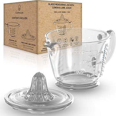 Kolli Lab glass measurement cup with a lemon and lime press (2, transparent), manual juice, cup to measure for liquid, 2 cups to measure, large measurement cup, vaporizer of citrus... Shop confidently with Nigeria's most trusted e-commerce platform, offering swift and affordable delivery.