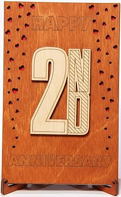 2nd anniversary wooden card with support, cotton wedding anniversary gift for husband, man and woman, handmade... DIAYTAR NIGERIA: Simplifying access to thousands of products with affordable nationwide shipping.