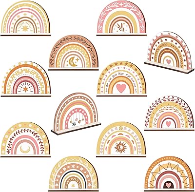 Jillin 12 Pieces Wooden Table Centers Arc-en-ciel Bohemian Birthday Party Decorations Bohemian Table Decorations Prenatal Party For Boys Girls Birthday Supplies.. Experience the joy of convenient shopping with DIAYTAR NIGERIA's vast selection and quick delivery service.