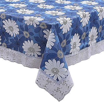 Table cover in 6 -seater PVC Cooper Industries with floral, blue, 60 x 90 inch motif, CTKTC021836 model.. DIAYTAR NIGERIA: Bringing quality products to your doorstep at prices that won't break the bank.
