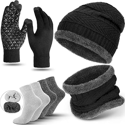 Bonnet set, scarf, socks and gloves for touch screen doubled in winter fleece for men and women, one size.. DIAYTAR NIGERIA puts thousands of products at your fingertips with affordable prices and delivery within a week.