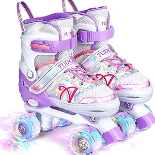 Children's aligned wheel pads, 4 adjustable sizes with bright wheels for girls, teenagers, beginner and advanced outdoor skating | Violet, S - J10 -J13, M - J13-3, L - 3-6.. Shop across categories with ease at DIAYTAR NIGERIA, delivering affordability within the week.