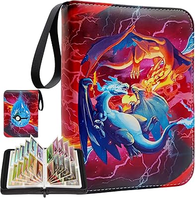Pokémon carrier holder with 4 pockets and 50 removable covers-display carriers, 400 paper covers for album of children's boys' cards (red).. DIAYTAR NIGERIA: Putting quality products within reach of every Nigerian through our affordable marketplace.
