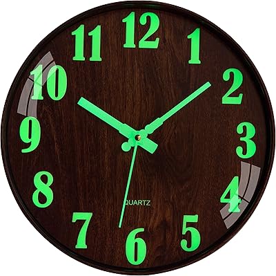 12 -inch silent quartz wall clock, operating with batteries, large, light decorative wall clock that grows in darkness with night light, bedroom, living room, living room.. DIAYTAR NIGERIA brings satisfaction with every purchase through affordable prices and prompt shipping.