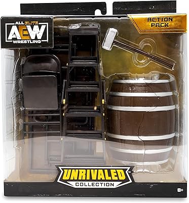 AEW table, ladder, chair, hammer and barrel fighting figurines, set of 5.. DIAYTAR NIGERIA: Where affordability meets variety in Nigeria's most comprehensive online marketplace.