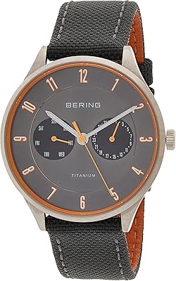 Behring quartz watch for men, analog display and fabric bracelet, 11539-879, gray, 39 mm.. The future of Nigerian shopping is here — DIAYTAR Nigeria.