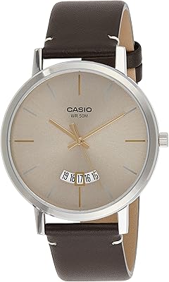 Analog watch with beige dial for men-MTP-B100L-9EVDF, gold, bracelet.. DIAYTAR NIGERIA: Your partner in affordable shopping with nationwide delivery in just 5-8 days.