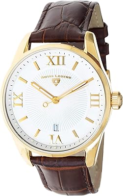 Swiss Legend Belleza Swiss analog quartz watch with white dial and golden stainless steel case with brown leather bracelet 22012-yg-02-br, white, bracelet.. Your digital shopping destination, DIAYTAR NIGERIA combines variety with affordability and quick delivery.