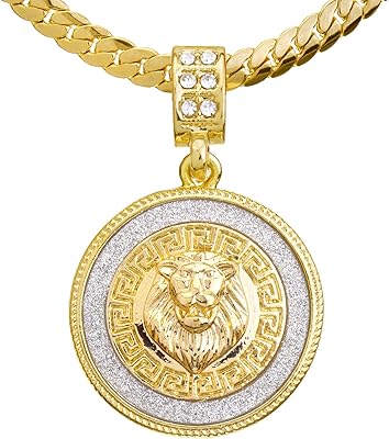14 -carat gold plated men's necklace with lion cubic zirconia.. Shop smart, shop DIAYTAR - Nigeria's most affordable e-commerce platform with nationwide delivery.
