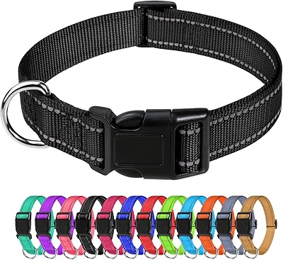 Tagmi reflective nylon dog necklaces, adjustable classic dog necklace with quick clearance clip for medium -sized dogs, black, 2.5 cm width.. Explore limitless products on DIAYTAR Nigeria — at the lowest prices.