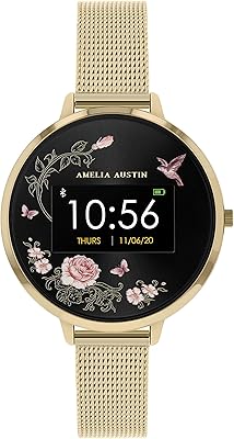 Intelligent watch Amelia Austin Gold for Women in Pink Gold with mesh bracelet, compatible with Android or iPhone, Rose Gold.. Great products, lower prices, fast delivery — DIAYTAR Nigeria has it all.