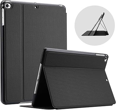 Procase shell for iPad 9.7 (2018 and 2017, old model) / Air 2, foldable and fine protective case with crutch for 5th and 6th generation, is also suitable - black.. DIAYTAR NIGERIA: Connecting Nigerians with their needs through our affordable and diverse marketplace.