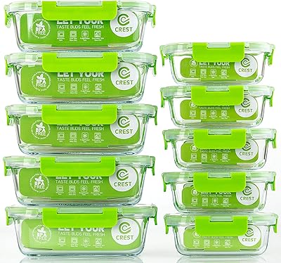 Glass food storage containers with lids, [package of 10] meal preparation containers for the kitchen and the house, without BPA.. Your shopping needs fulfilled through DIAYTAR NIGERIA's extensive selection and nationwide delivery.