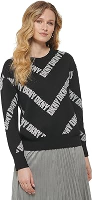 DKNY Women's Sweatshirt with long sleeves and round neck, without collar and complete logo.. DIAYTAR NIGERIA: Where quality meets accessibility with affordable prices and prompt shipping.