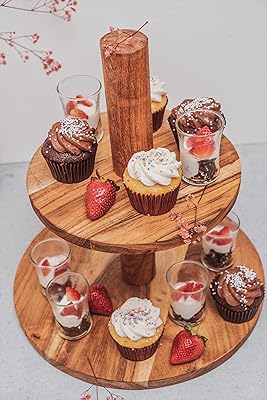 2 level cake support The Earthy House | Detachable | Handmade | Superior quality | Acacia wood | Wooden cake display - 12+9 inches.. Experience retail therapy without the financial stress at DIAYTAR NIGERIA's affordable e-commerce platform.