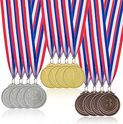 Children's medals 12 Pieces Metal Metal Medals Bronze Silver children and adults.. DIAYTAR NIGERIA: Where value shopping meets reliable 5-8 day delivery across the nation.