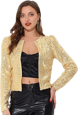 Short -open short woman jacket in front with long puffing sleeves with brilliant sequins.. DIAYTAR NIGERIA brings the marketplace to every Nigerian home with affordable prices and quick delivery.