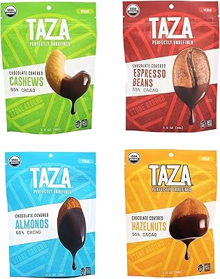 Taza chocolate | Organic dark chocolate packet | Package of 4 | Almonds, cashews, hazelnuts and espresso grains | vegan and gluten -free.. DIAYTAR NIGERIA redefines convenience with our vast product selection and swift nationwide delivery.