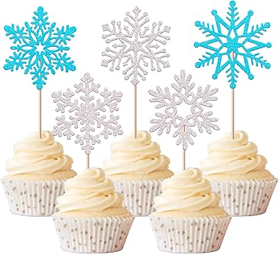 Extreme 30 pieces Cupcake Decorations Snowflake with glitter cupcake decorations the snow queen for prenatal winter birthday birthday Christmas party.. DIAYTAR NIGERIA: Nigeria's answer to affordable online shopping with reliable 5-8 day delivery guarantee.