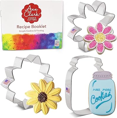 3-piece cookie cutter-cook set Clark Cookie Cutters Spring Flowers with recipe booklet, sunflowers, Marguerites and Mason jar.. DIAYTAR Nigeria offers the perfect blend of affordability and efficiency. Shop now and get your products delivered between 5 and 8 days nationwide.