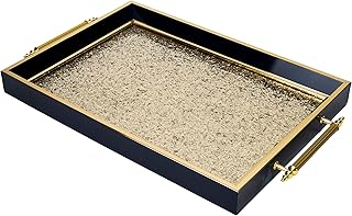 Torex decorative tray with elegant pattern and golden handles, living room room, breakfast table, drinking and drinks service tray - 33 x 52 x 2 cm.. Transform your shopping experience with DIAYTAR NIGERIA's vast product selection delivered at unbeatable prices.