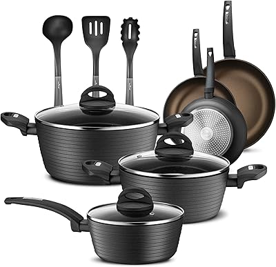 Nutrichef non -stick kitchen battery - Set of harsh haunted professional pans and pans for domestic cuisine NCCW12S.. Experience the ease of modern shopping with DIAYTAR NIGERIA's vast selection and quick delivery service.