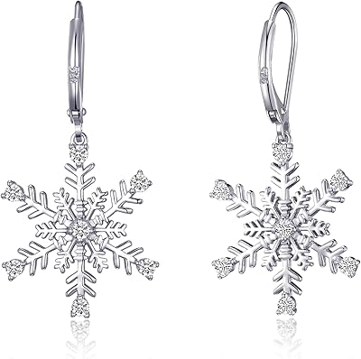 Winter snow snowflake earrings in sterling silver, snowflake design for women and girls, Christmas gift earrings.. Shop the smart way with DIAYTAR NIGERIA's extensive selection and budget-friendly nationwide delivery.