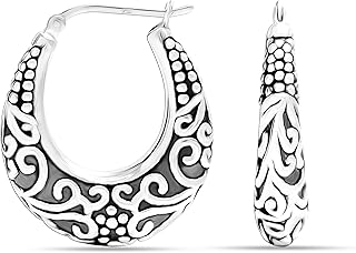 Light Creole Earrings in Sterling 925 silver with Balinese design for women and adolescents, Sterling silver.. Shopping has never been easier — DIAYTAR Nigeria delivers it all in 5–8 days.