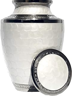 Funeral urn eternal harmony | Made with hand carefully with elegant finishes | UrNE for adults with a beautiful velvet pocket (size L, pearly silver).. DIAYTAR NIGERIA: Where quality meets affordability, with thousands of products delivered in less than 8 days.