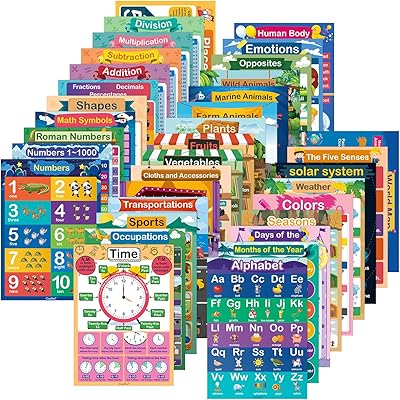 35 Educational posters for preschool and toddler children, 11.7 x 16.5 inch, all-in-one waterproof educational paintings and poster set for 1st, 2nd, 3rd, 4th and 5th years.. Join millions of satisfied shoppers using DIAYTAR Nigeria every day.