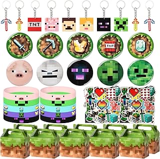 Pixel style birthday party supplies, set of 40 festive decorations on the theme of minors, comprising 10 buttons pins, 10 keychain, 10 gift boxes for children, ideal for filling gift bags for celebration gifts on the theme of minors.. Your budget-friendly online marketplace, DIAYTAR NIGERIA delivers a world of products in just 5-8 days.