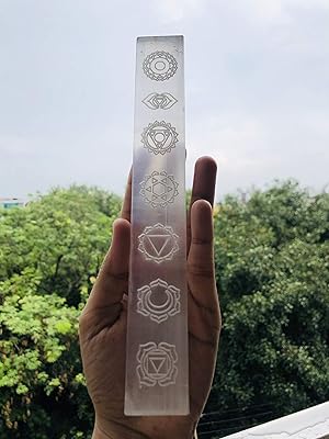 Crystalmiracle Large selenite wand engraved 7 inches for the healing Reiki Feng Shui, positive energy, peace, meditation and well-being, gift made by hand.. DIAYTAR NIGERIA: Where shopping dreams come true with budget-friendly prices and nationwide shipping.