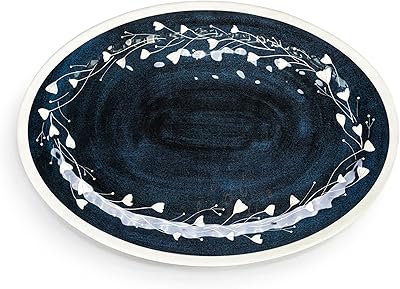 Demdaco Wildflowers Large Hoste Entertaining Blue And White 20 x 14 Melamine and bamboo tray.. DIAYTAR Nigeria offers great deals, a huge product variety, and delivery in under a week.