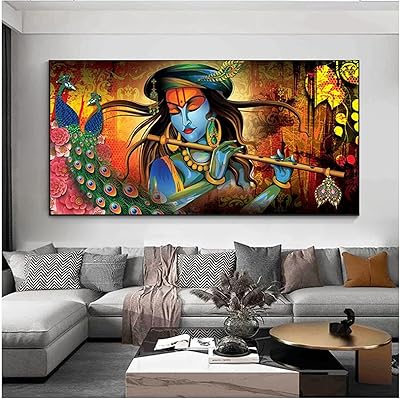 Abstract paint Blumk Nordic Krishna, 70 x 140 cm with framework.. DIAYTAR NIGERIA stands as your affordable shopping ally with nationwide delivery in just 5-8 days.