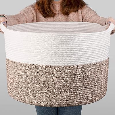 Kayson extra large decorative basket in woven cotton rope, laundry basket, blanket basket, children's and dog storage basket, baby clothes basket, towel basket, light brown (55 cm x 35 cm brown + white).. Shop for everything you need at DIAYTAR NIGERIA, with budget-friendly prices and quick delivery.