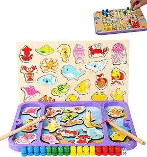 Fishing game and Wooden Magnetic Ludo 3 in 1 Swift for young children - Fishing educational board games, children's educational toys of 3, 4 and 5 years.. Shop smarter, not harder with DIAYTAR NIGERIA - thousands of products at your fingertips with affordable delivery.