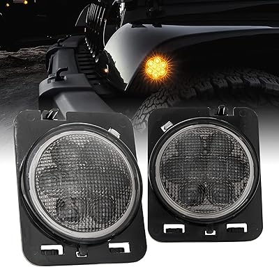 LED side lights with amber smoked lens for Jeep Wrangler JK One Limited 2007-2018 - Pair.. DIAYTAR NIGERIA: Your gateway to affordable products delivered reliably across Nigeria.