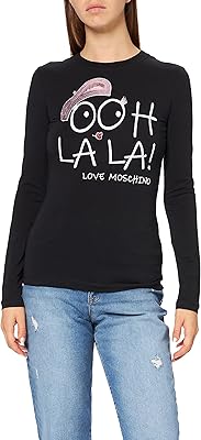Love moschino long sleeve t-shirt with French-inspired embroidered logo for women with glitter and logo t-shirt.. Transform how you shop with DIAYTAR NIGERIA's vast selection and budget-friendly delivery options.