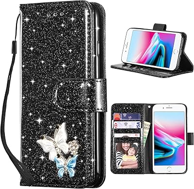 QLT Yipri Coque for iPhone 7 Plus/iPhone 8 Plus, Luxury PUs Luxury PURPEFORT WALCH WITH CARTER CARD [DRAGONNE] FLIP COVER FLIP Cover Diamond for iPhone 7 Plus/8 Plus - Butterfly.. Transform your shopping experience with DIAYTAR NIGERIA's vast product selection delivered at unbeatable prices.