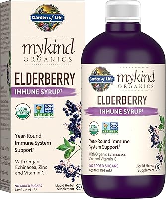 Vegan drink Garden of Life Mykind Organics, 6.7 Fl Oz (195 ml) for children and adults: sambux, echinacea, zinc and vitamin C, 0 g of sugar, supplement based on vegan plants without organic gluten.. DIAYTAR NIGERIA: Where every Nigerian finds affordable products delivered within the week.