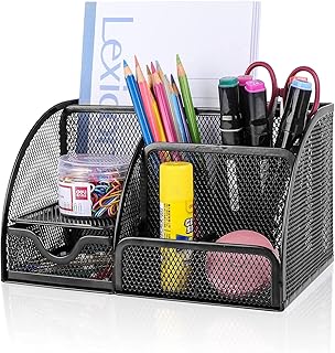 TEOX office organizer, multifunctional mesh office organizer with 6 compartments and 1 drawer for the house, office, school, workshop, kitchen (black).. DIAYTAR NIGERIA: Where every Nigerian finds affordable products delivered within the week.