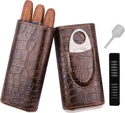 Elegant three -finger cigar case in black and brown amansi leather, mini cigar cellar and cutting.. Experience shopping freedom with DIAYTAR NIGERIA's vast selection and dependable nationwide shipping.