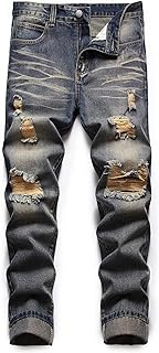 Torn for men, Slim straight cut, Denim pants with worn leg with hole.. Your ideal shopping companion, DIAYTAR NIGERIA offers unmatched variety with delivery within a week.
